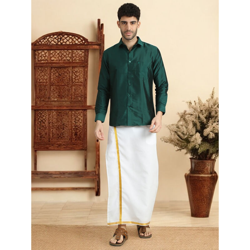 TATTVA Men Green Solid Opaque Shirt (38)