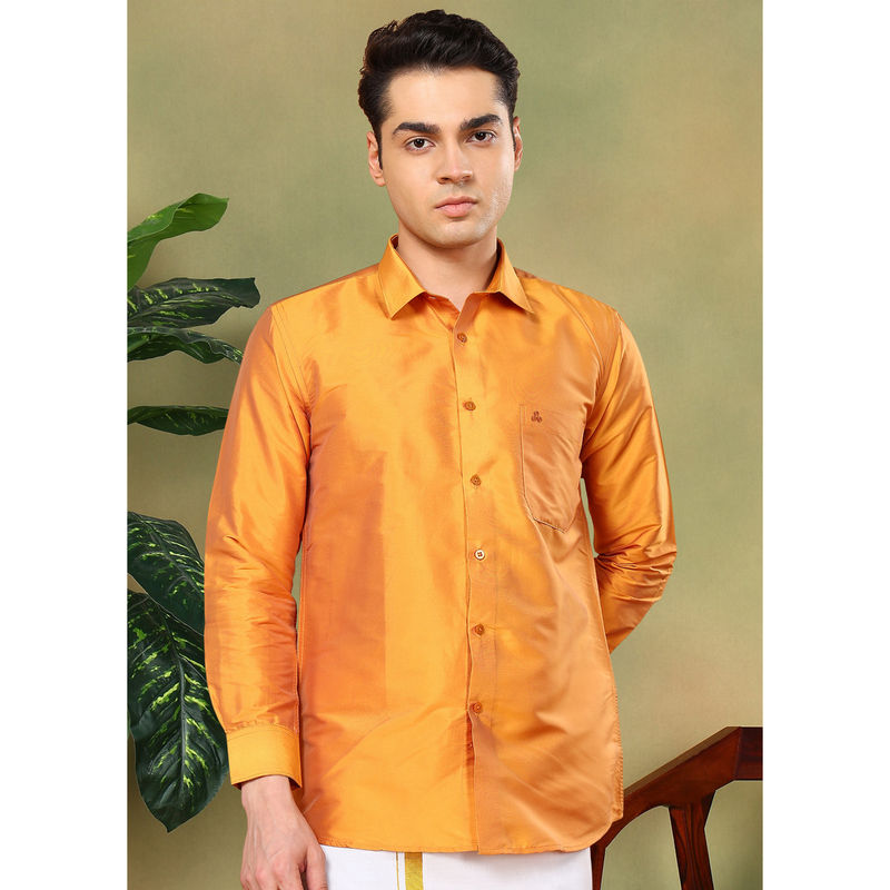 TATTVA Tangerine Toned Solid Opaque Party Shirt (38)
