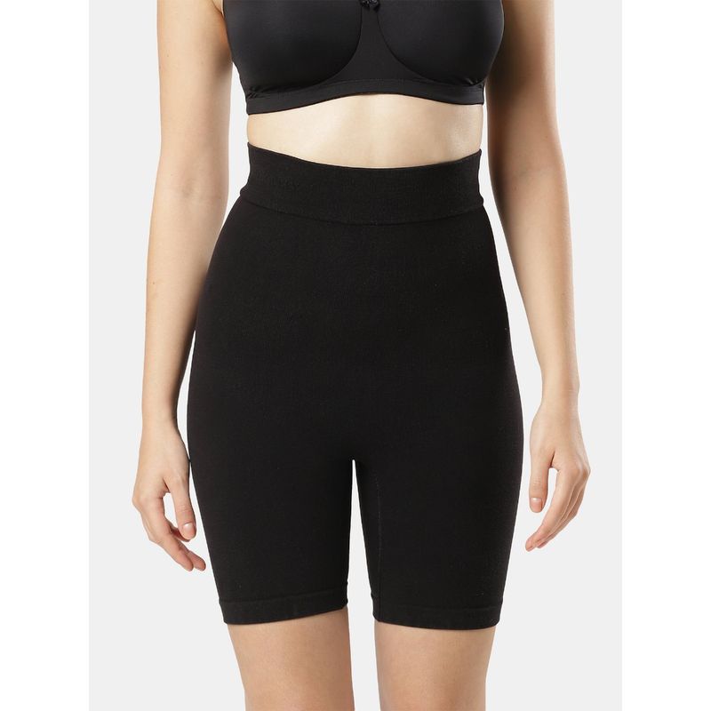 Jockey SH08 Women High Waist Cotton Rich Elastane Seamfree Shorts Shapewear - Black (XL)