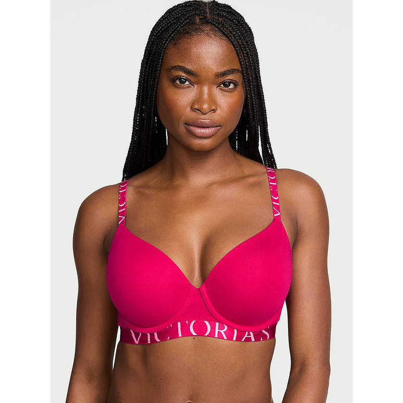 Victoria's Secret The T-Shirt Cotton Exploded Logo Lightly Lined Demi Bra Pink (32DDD)