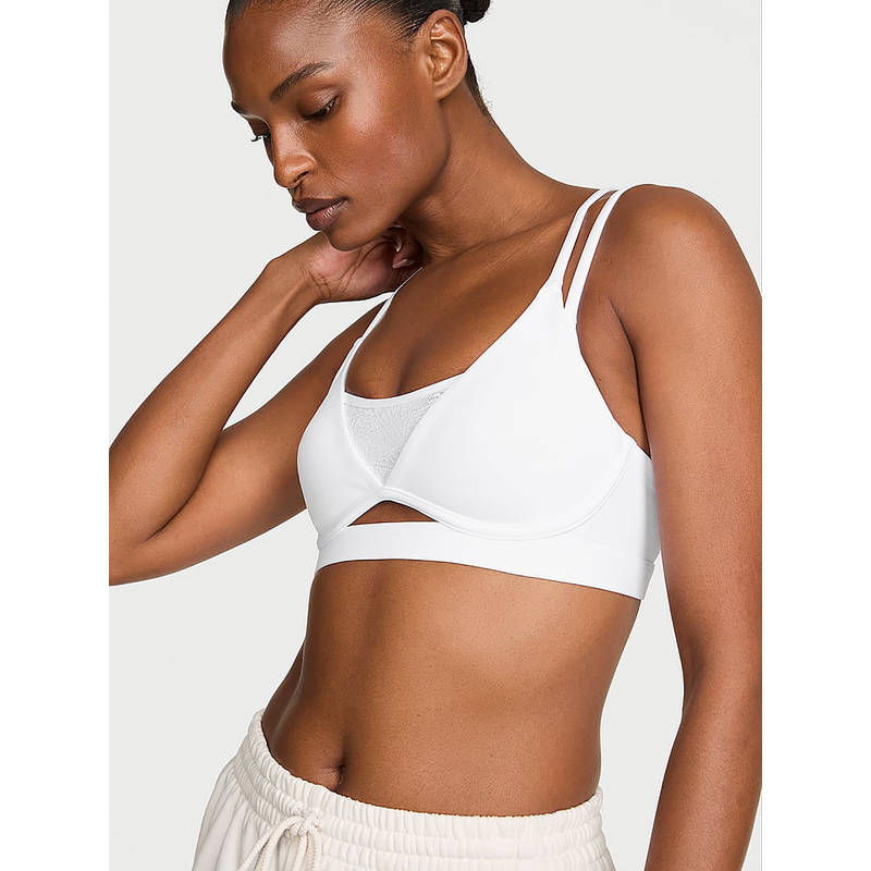 Victoria's Secret VSX Elevate Hot Zones Strappy Plunge Sports Bra White (XS)