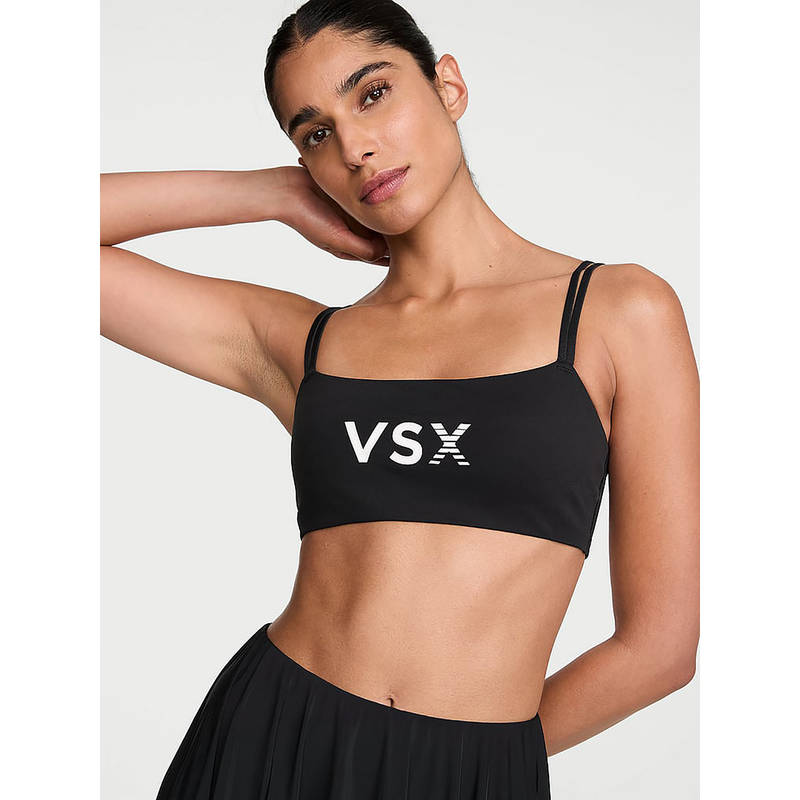 Victoria's Secret VSX Elevate Strappy Square-Neck Sports Bra Black (XS)