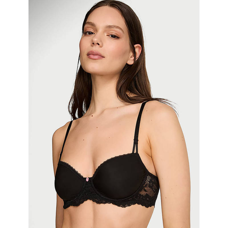 Victoria's Secret Dream Angels Wicked Sheer Unlined Balconette Bra Black (32DDD)
