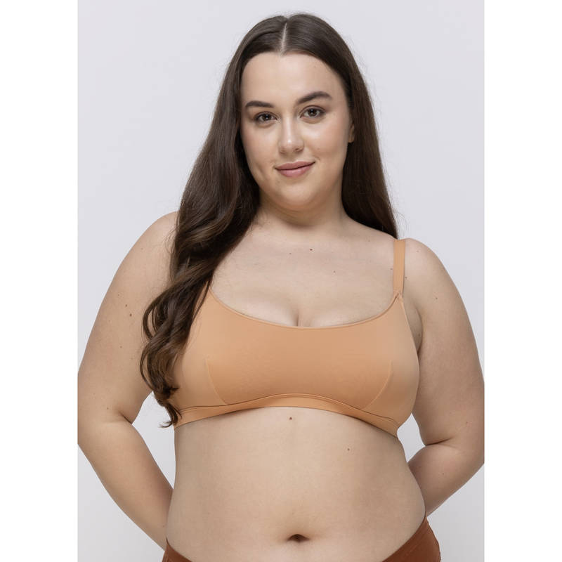 MIEZ Scoop Neck Non-Padded Bralette Beige (XS)