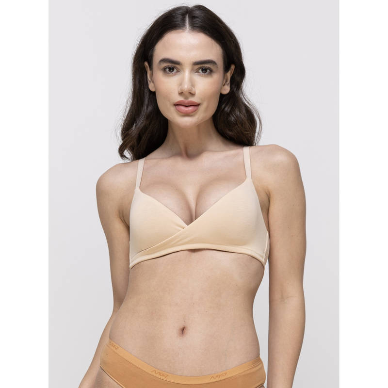 MIEZ Cross Over Non-Padded Bralette Beige (XS)