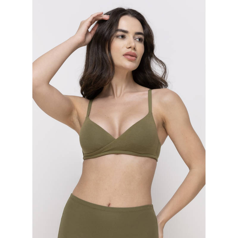 MIEZ Cross Over Non-Padded Bralette Olive (XS)