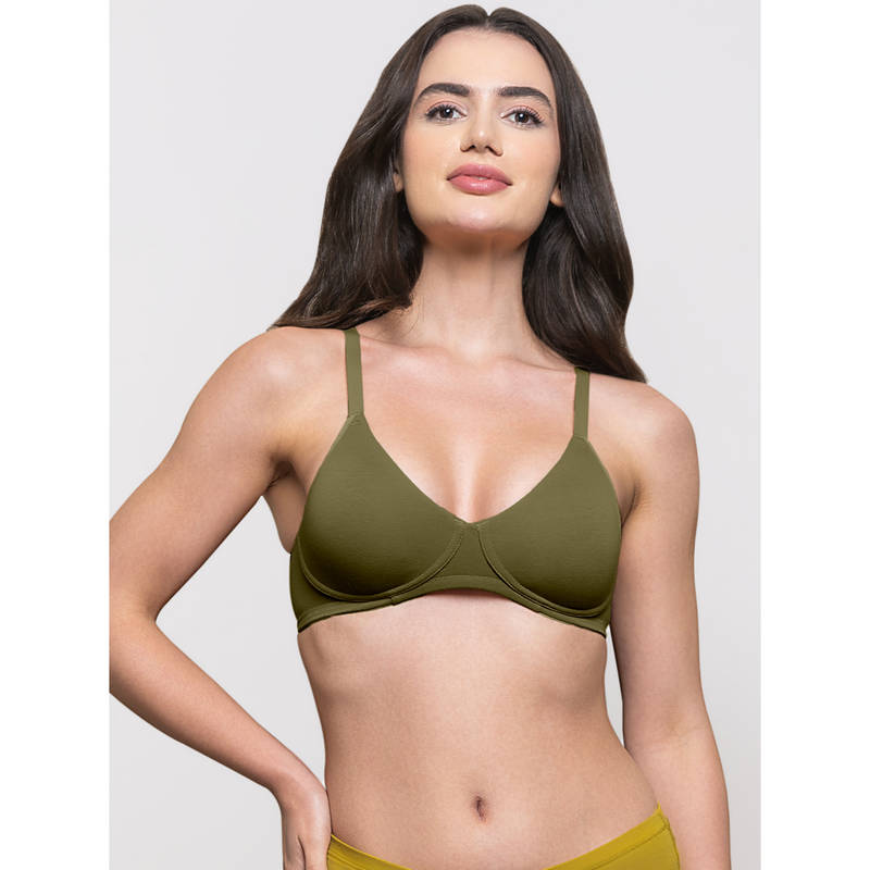 MIEZ Moulded T-Shirt Non-Padded Bra Olive (32B)