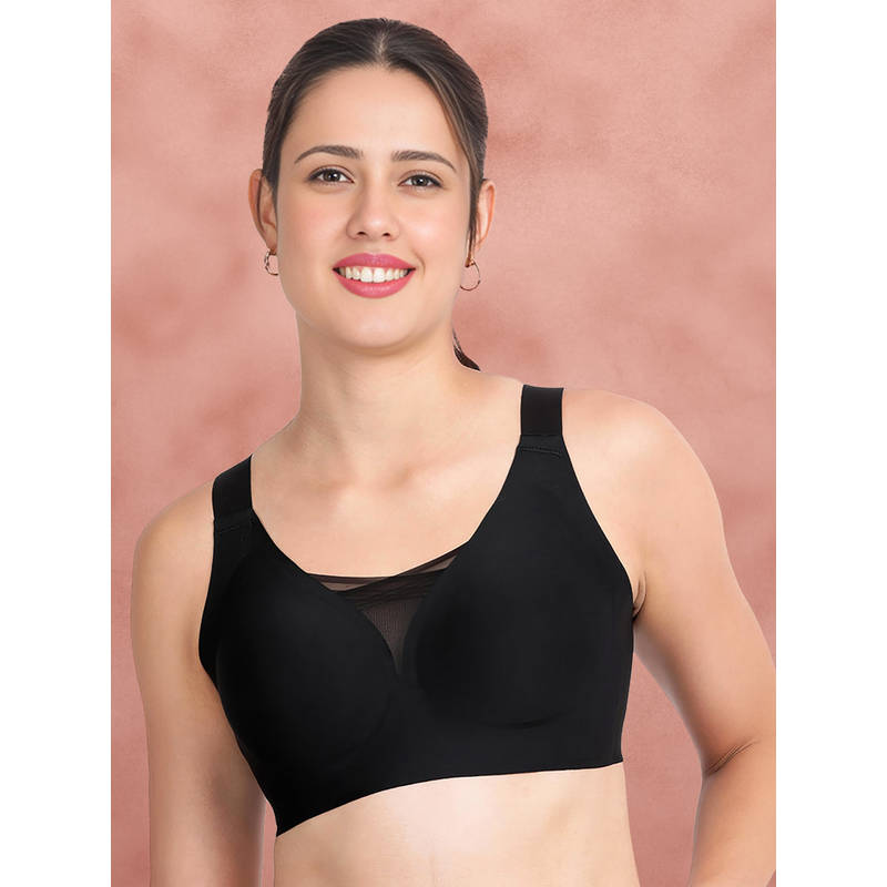 Shyaway Black Beauty 3/4Th Coverage Mesh Wirefree Seamless Removable Padding Bra (3XL)