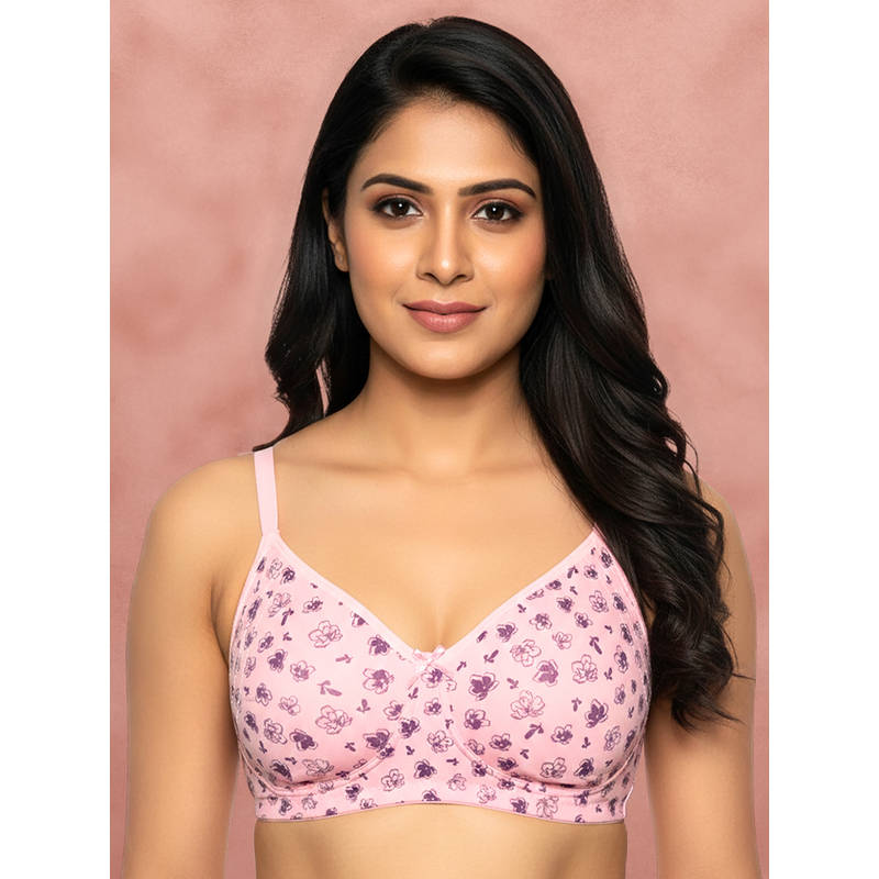 Shyaway By Susie Chinese Rose Wirefree Full Coverage Seamless Detachable Printed Bra (44D)