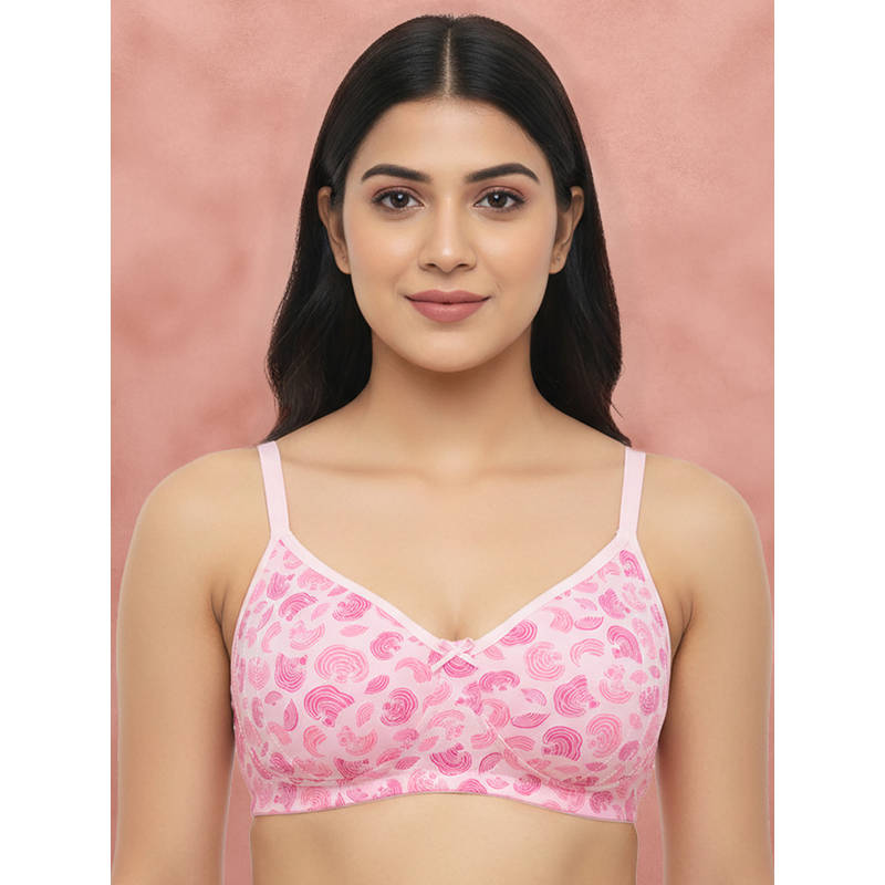 Shyaway By Susie Confetti PINK Wirefree Full Coverage Seamless Detachable Printed Bra (34C)