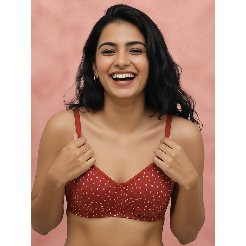 Shyaway By Susie Rust Ochre 3/4Th Coverage Non Detachable Wirefree Non Padded Seamless Bra (32B)