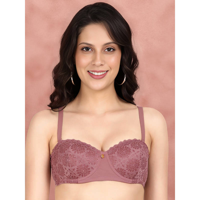 Shyaway By Susie Rosewine Half Coverage Wired Seamed Balconette Multiway Padded Bra (32B)