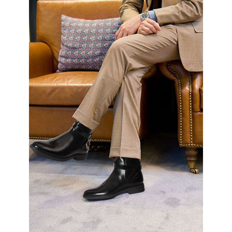 Carlton London Black Solid Buckle Boots (EURO 41)