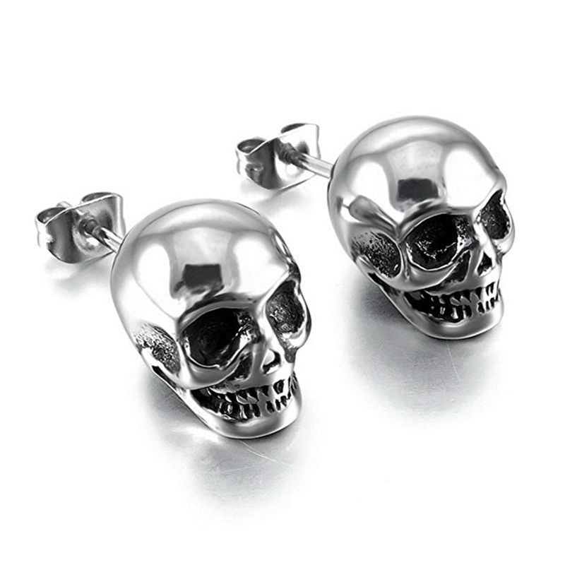 Stainless steel skull shop earrings