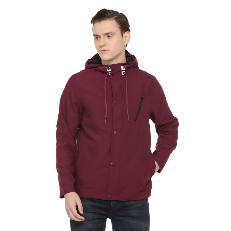 Solly Jeans Co Maroon Solid Jacket (S)