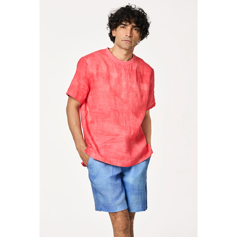 TERRA LUNA Orange Pico Linen T-Shirt (S)