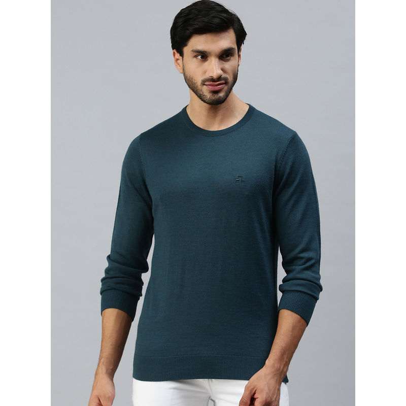98 Degree North Men Teal Solid Pullover Sweater (XL)