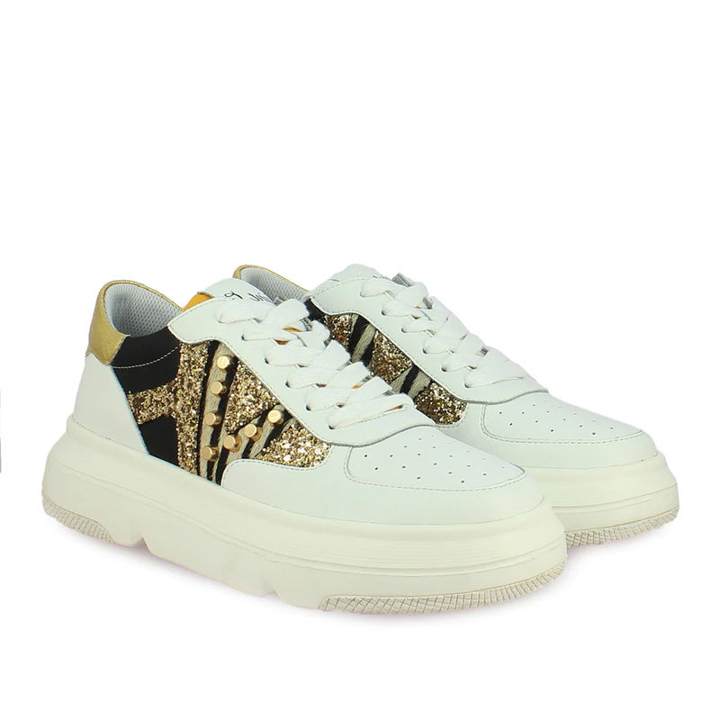 Saint G Gold Metal Studs Handcrafted Leather Sneakers (EURO 36)