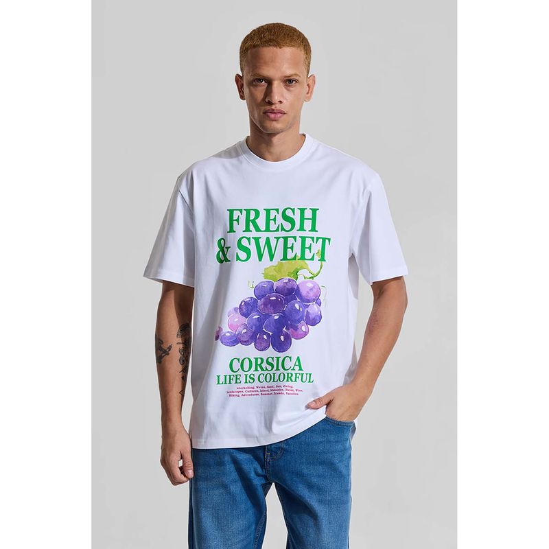 Snitch Men White Graphic T-Shirt (S)