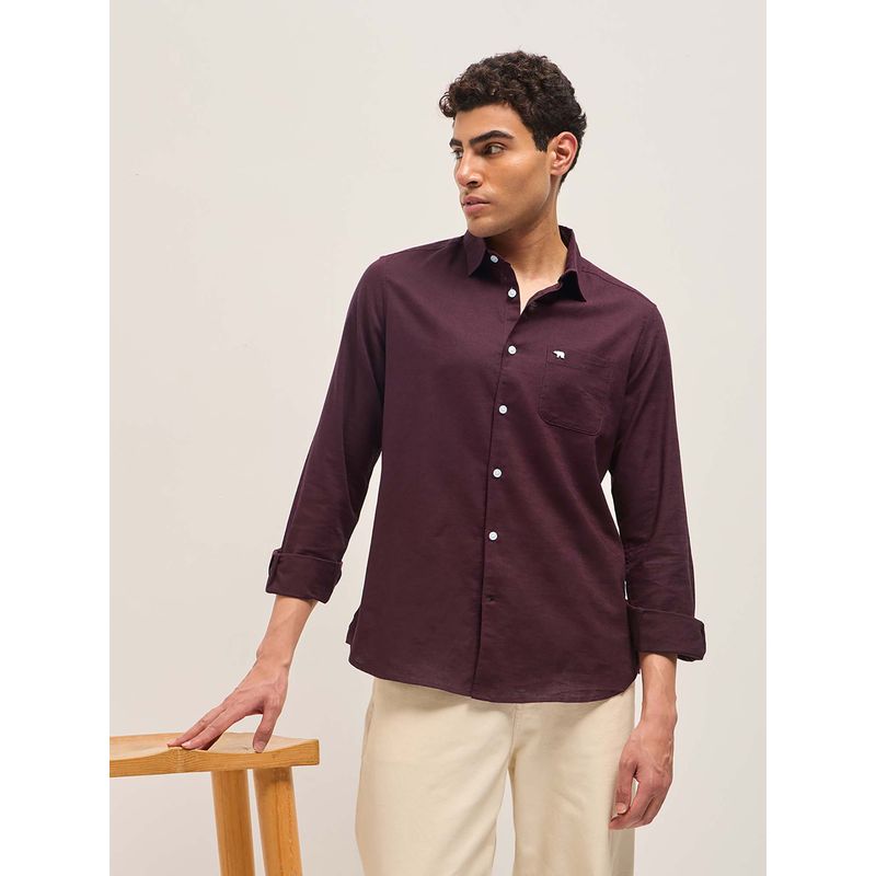 THE BEAR HOUSE Men Maroon Solid Shirt (S)
