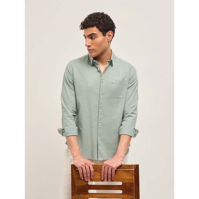 THE BEAR HOUSE Men Green Solid Shirt (S)
