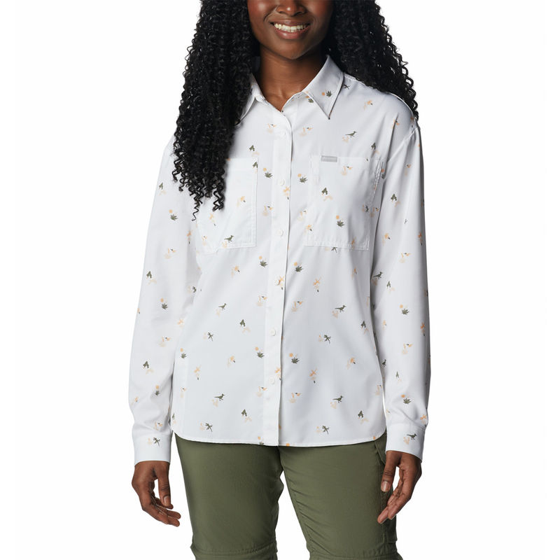 Columbia Womens White Colour Silver Ridge Utility Patterned Long Sleeve Shirt (S)