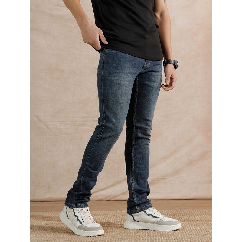 WROGN Blue Casual Heavy Fade Slim Fit Jeans (32)