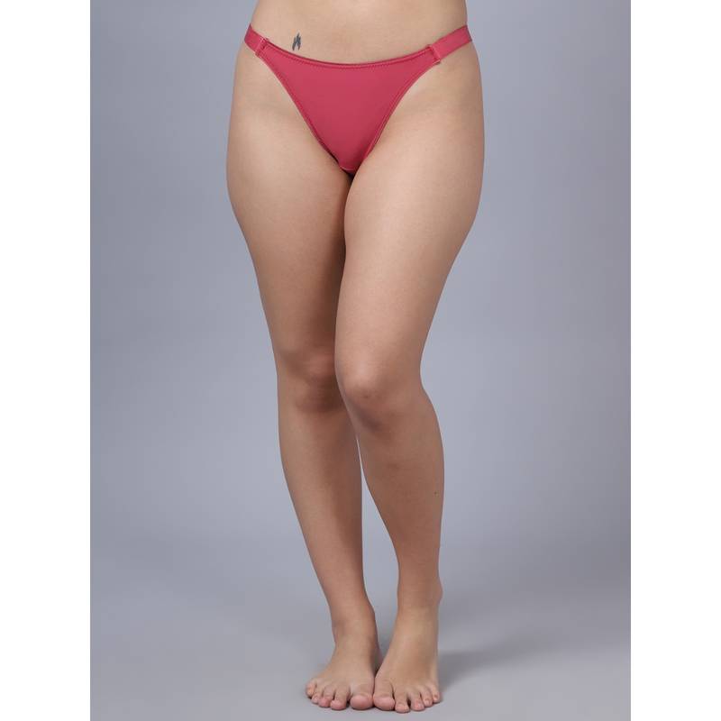 AOBA Women Pink Solid Thongs Panty Brief (M)