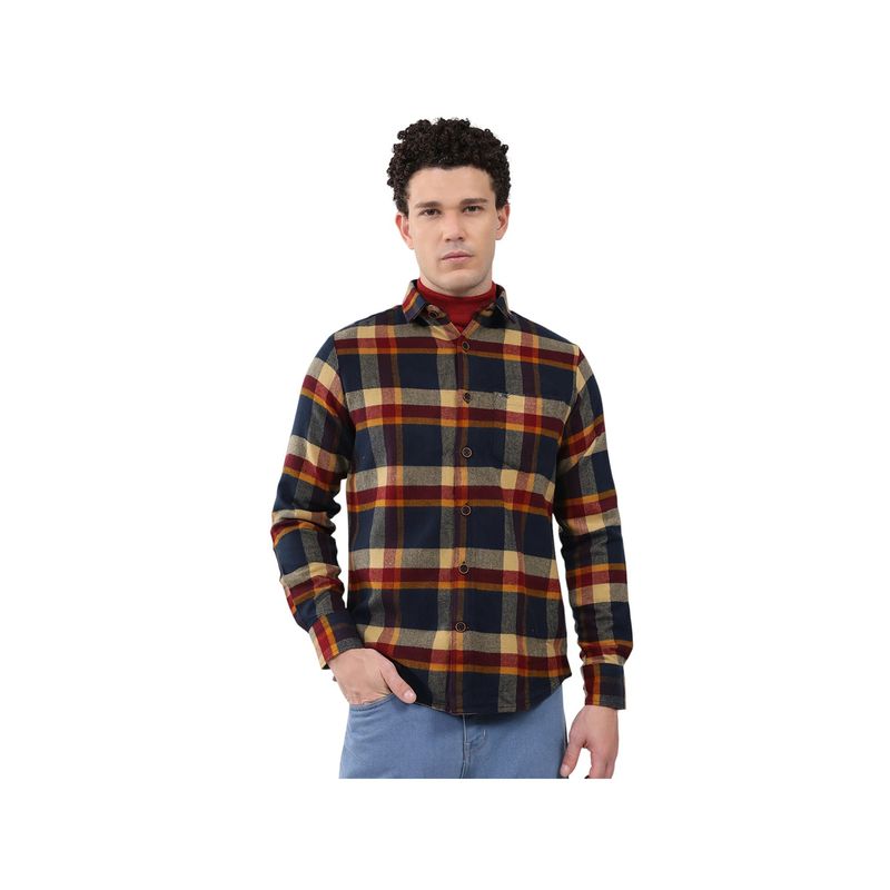 Monte Carlo Men's Collar Navy Blue Full Sleeve Shirt (3XL)