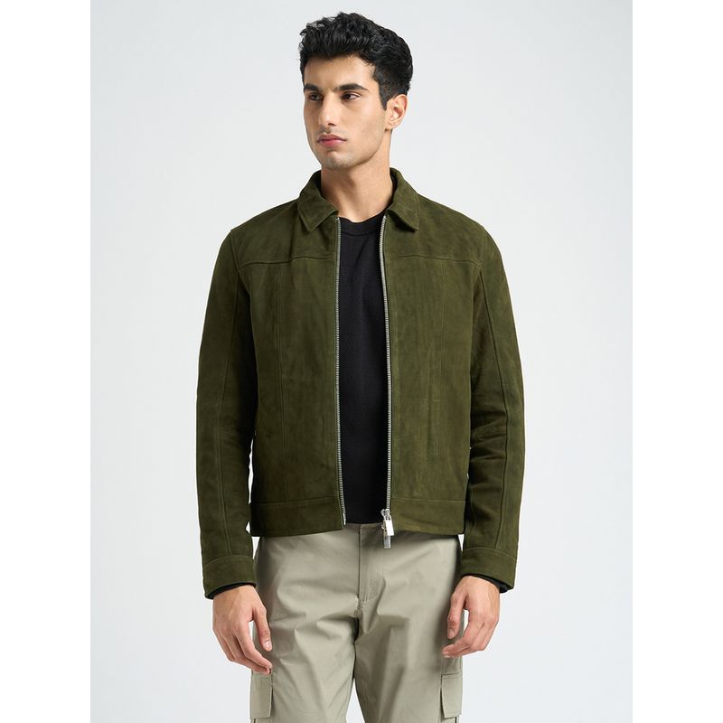 SELECTED HOMME Men's Green Zip-Through Jacket (S)