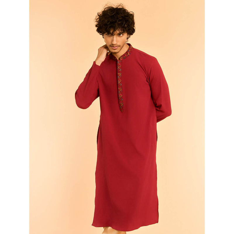 Diwas by Manyavar Elegant Maroon Spandex Kurta for Men (2XL)