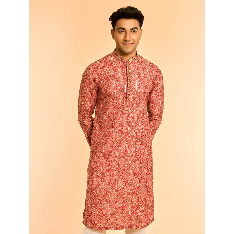 Diwas by Manyavar Red Kurta for Men (M)