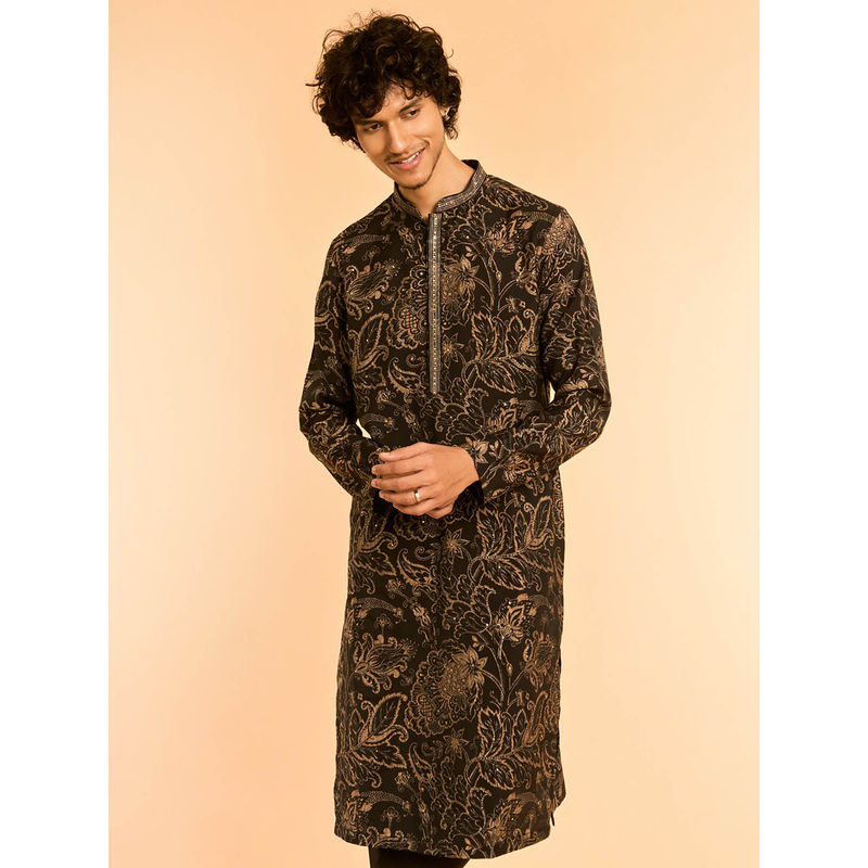 Diwas by Manyavar Black Elegance Kurta for Men (L)