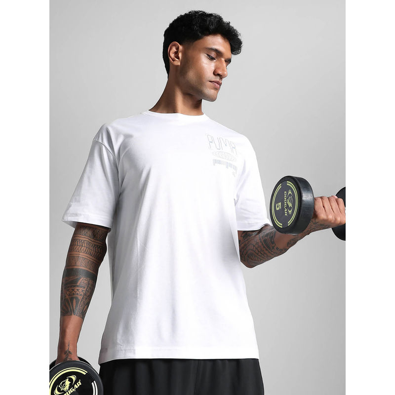 Puma White Graphic Illustrative Relaxed Fit Training T-shirt (S)