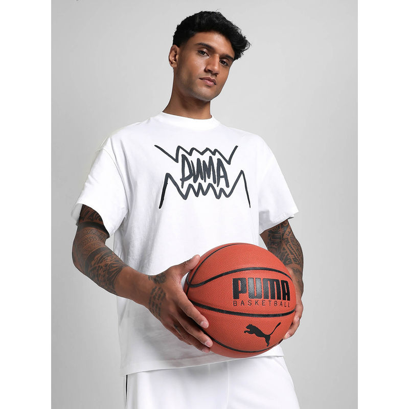 Puma White Jaws Core Oversized Basketball T-shirt (XS)