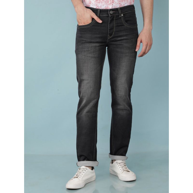 CRIMSOUNE CLUB Men's Black Straight Fit Jeans (32)