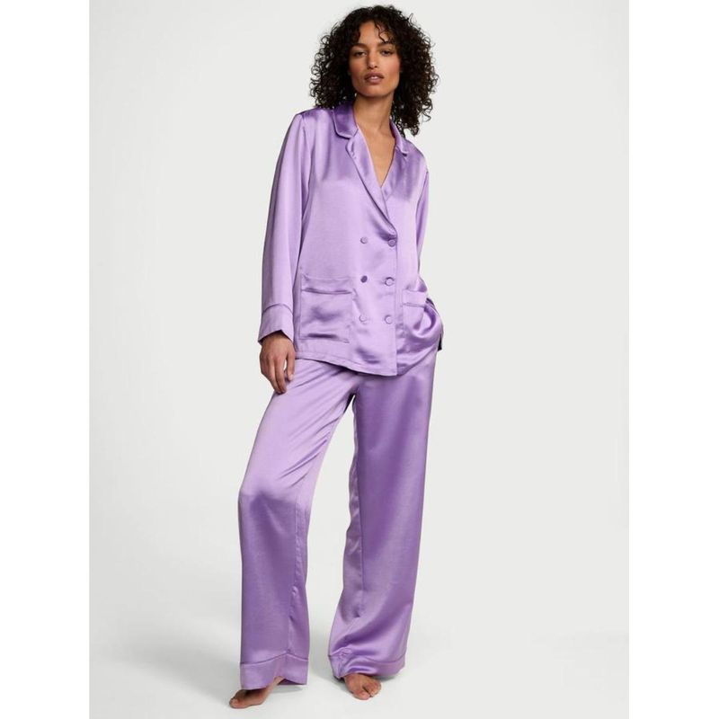 Victoria's Secret Luxe Satin Double -Breasted Long Pajama (Set of 2) (S)