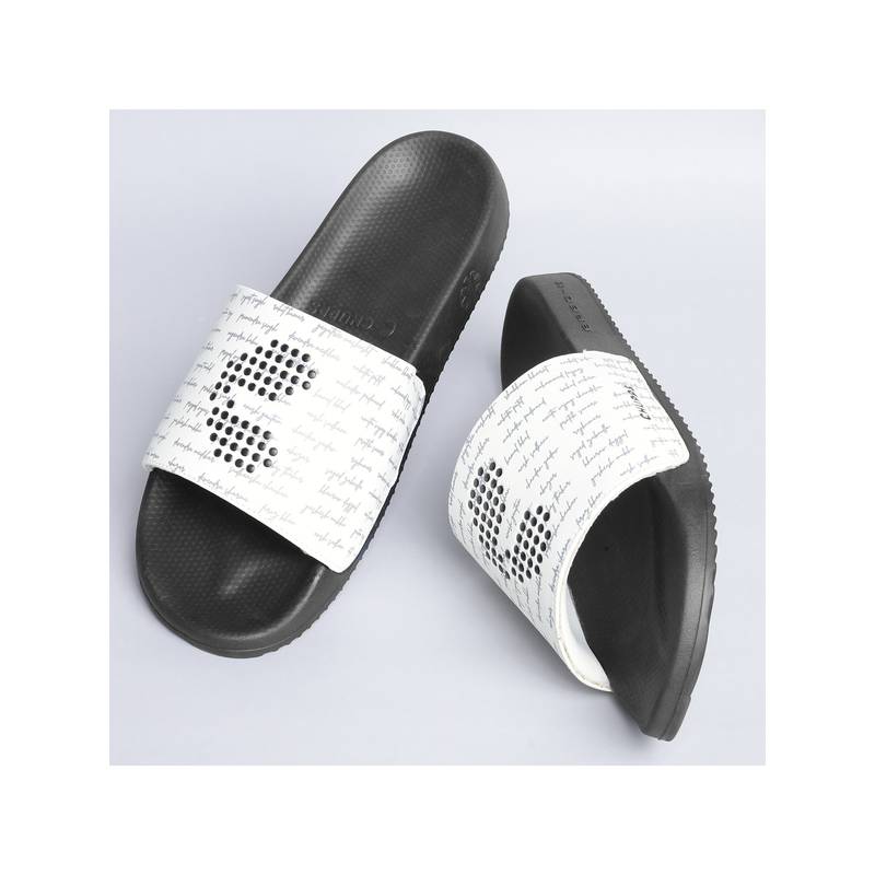 Chupps Men Dot Fusion V2 Recovery Comfort Sliders - Black White (UK 8)