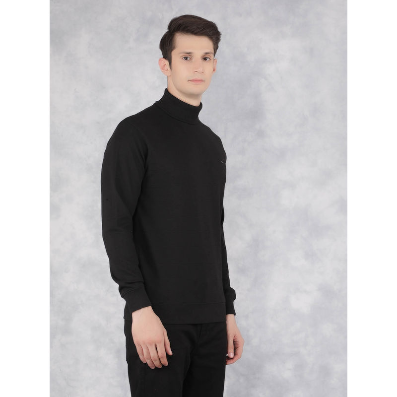 CRIMSOUNE CLUB Mens Black Solid Turtle Neck Sweatshirt (XL)