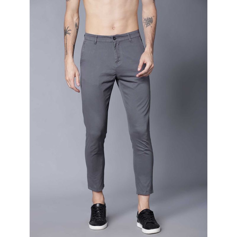 HIGHLANDER Men Grey Tapered Fit Chinos (30)