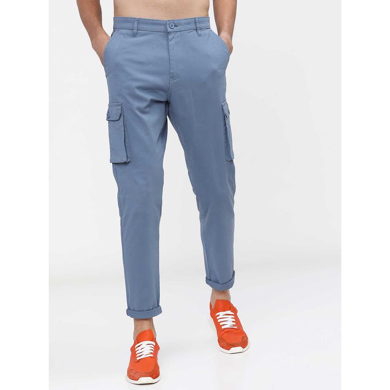 Buy HIGHLANDER Men Blue Slim Fit Cargos Trousers Online