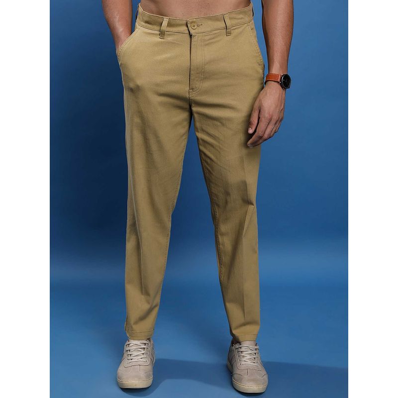 HIGHLANDER Men Brown Regular Fit Mid-Rise Chinos (32)