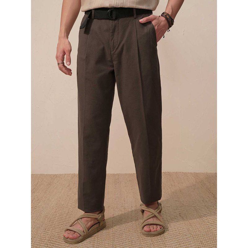 HIGHLANDER Men Black Premium Linen Relaxed Trouser (30)