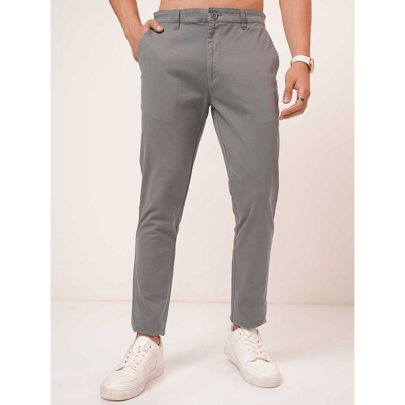 HIGHLANDER Men Mid Grey Tapered Fit Chinos (32)