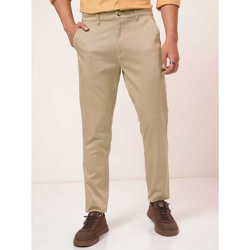 HIGHLANDER Men Beige Tapered Fit Chinos (32)