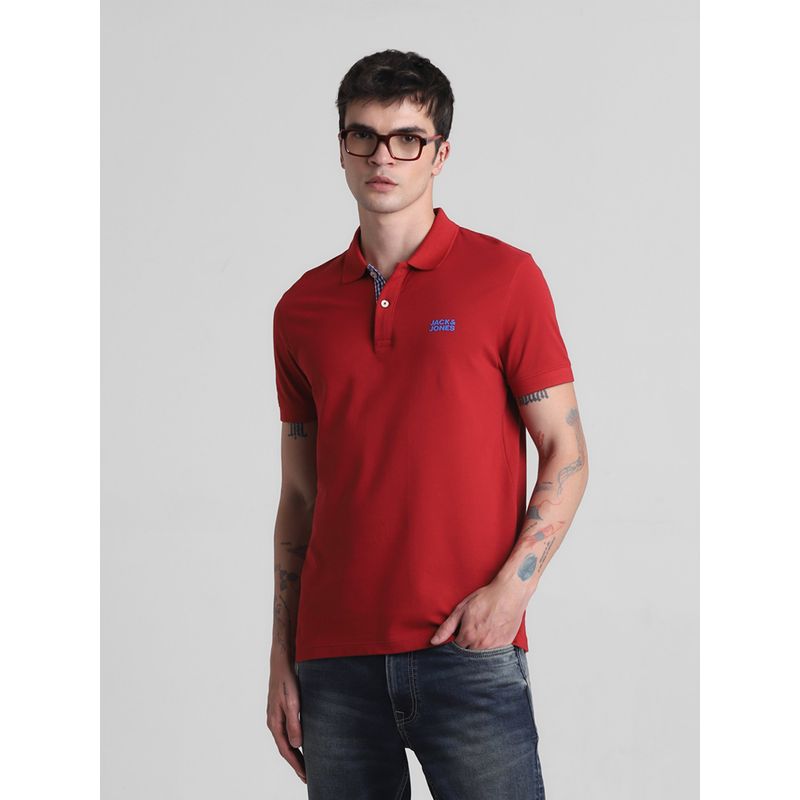 Jack & Jones Red Slim Fit Polo T-Shirt (S)