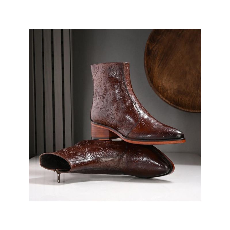 Mille Dollari Men Brown Casual Boots with Side Zip (UK 6)