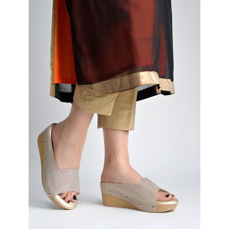 Shoetopia Embellished Comfort Silver Heels For Women (EURO 37)