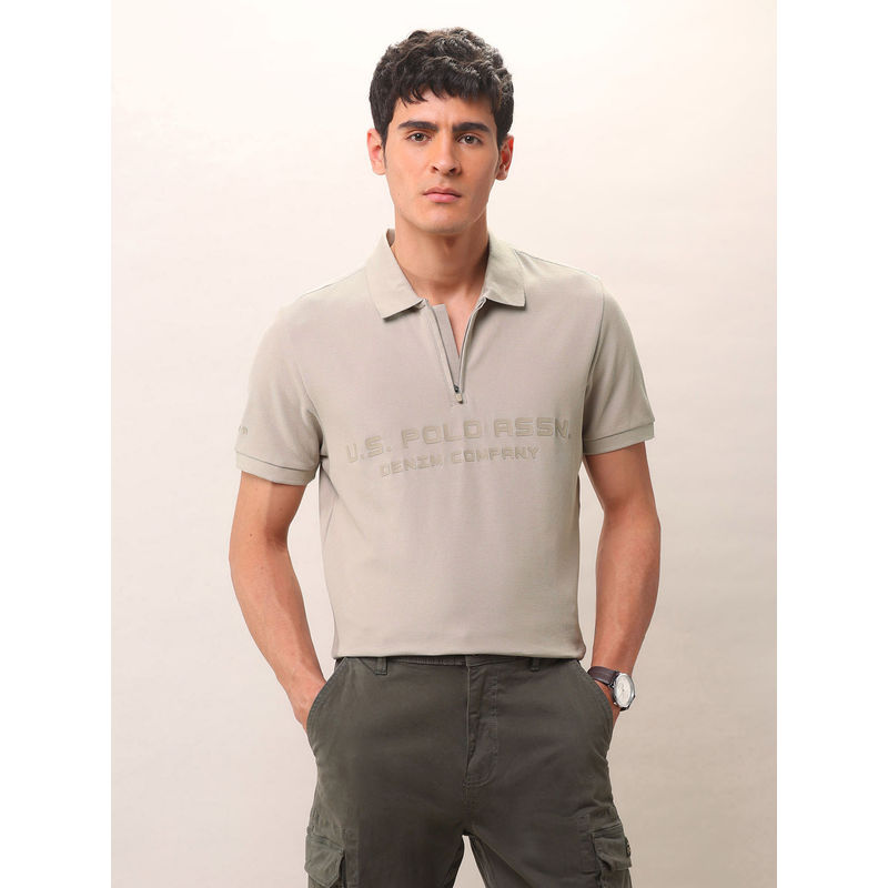 U.S. Polo Assn. Denim Co. Men's Brand Embossed Pure Cotton Polo T-shirt (2XL)