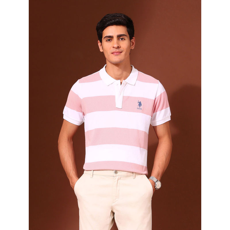 U.S. POLO ASSN. Association Men's Horizontal Striped Work and Wander Polo T-shirt (S)